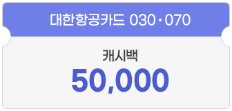 대한항공카드 030·070 5만원 캐시백