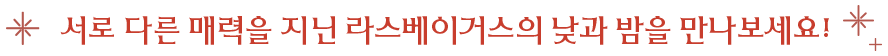 서로 다른 매력을 지닌 라스베이거스의 낮과 밤을 만나보세요!