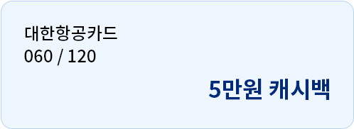 대한항공카드 060 / 120 5만원 캐시백